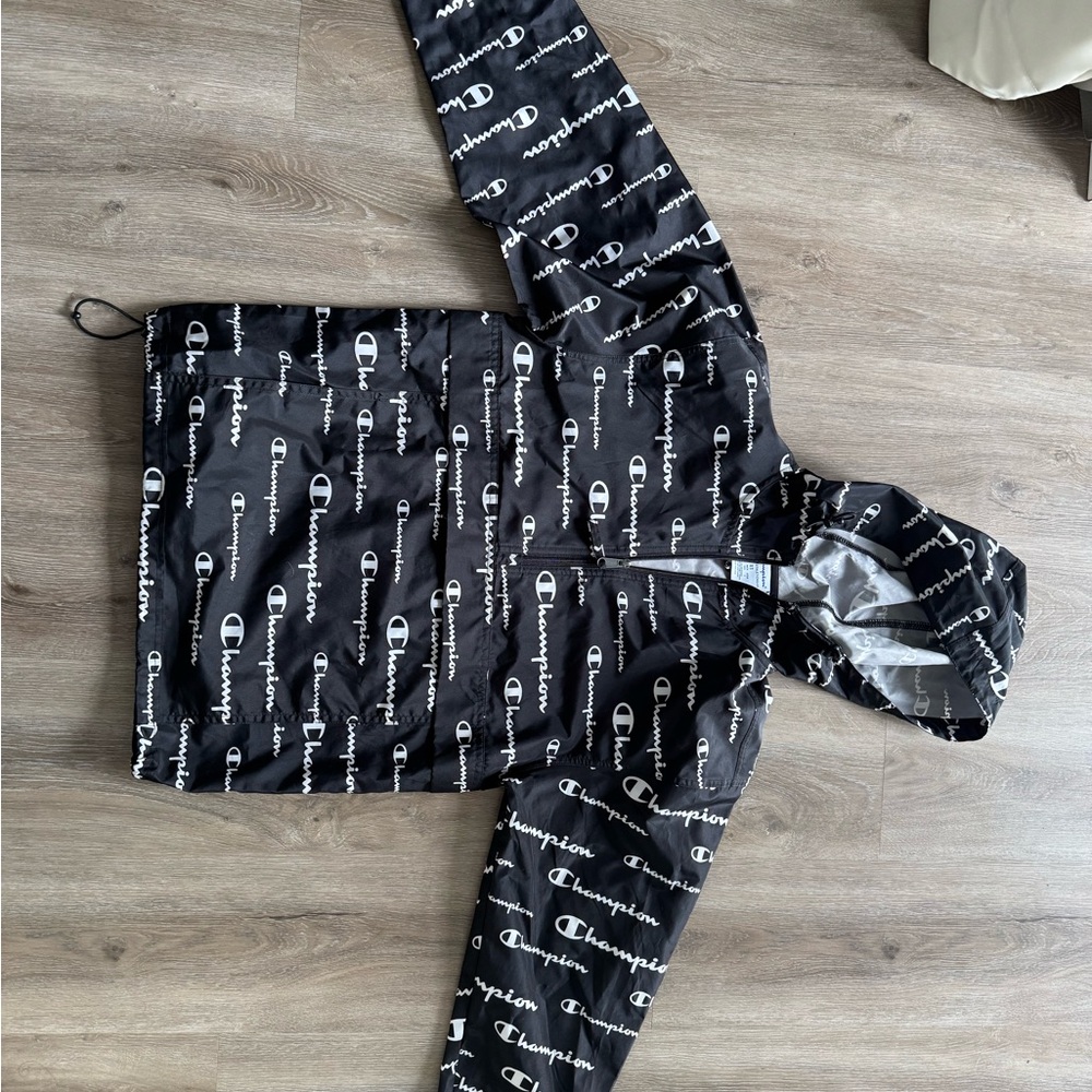 Champion Black Logo Windbreaker Jacket